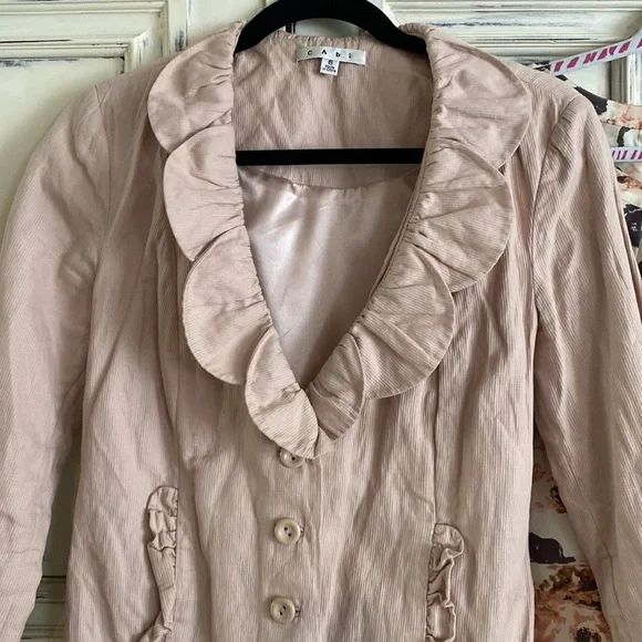 LOT Cabi pink petal jacket 6 & SS silk blouse M & ruched tank M - Picture 2 of 4